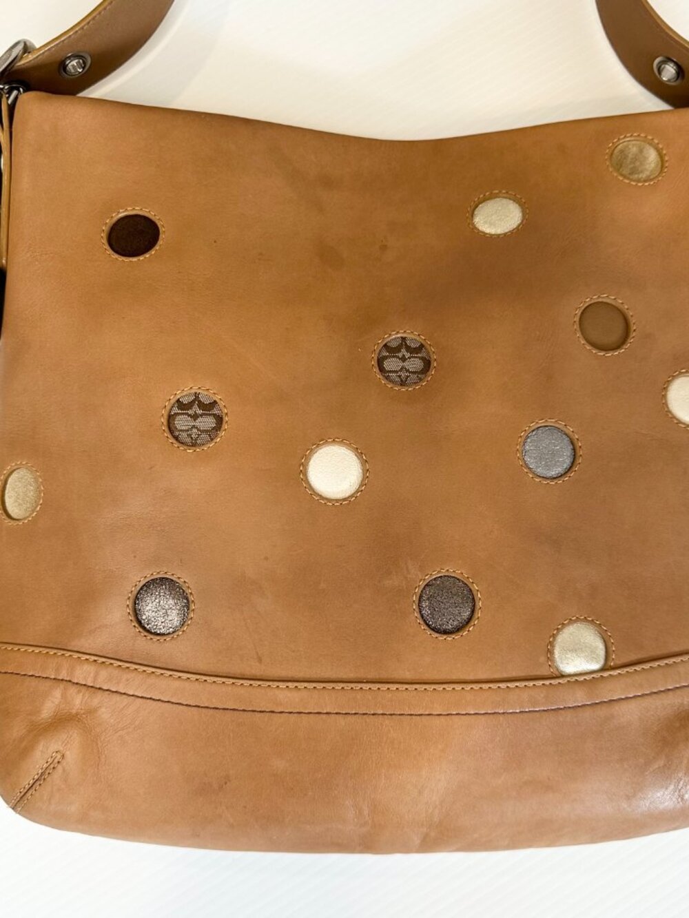 COACH Tan Polka Dot Limited Edition Hobo with Nickel Hardware - Picture 4 of 15